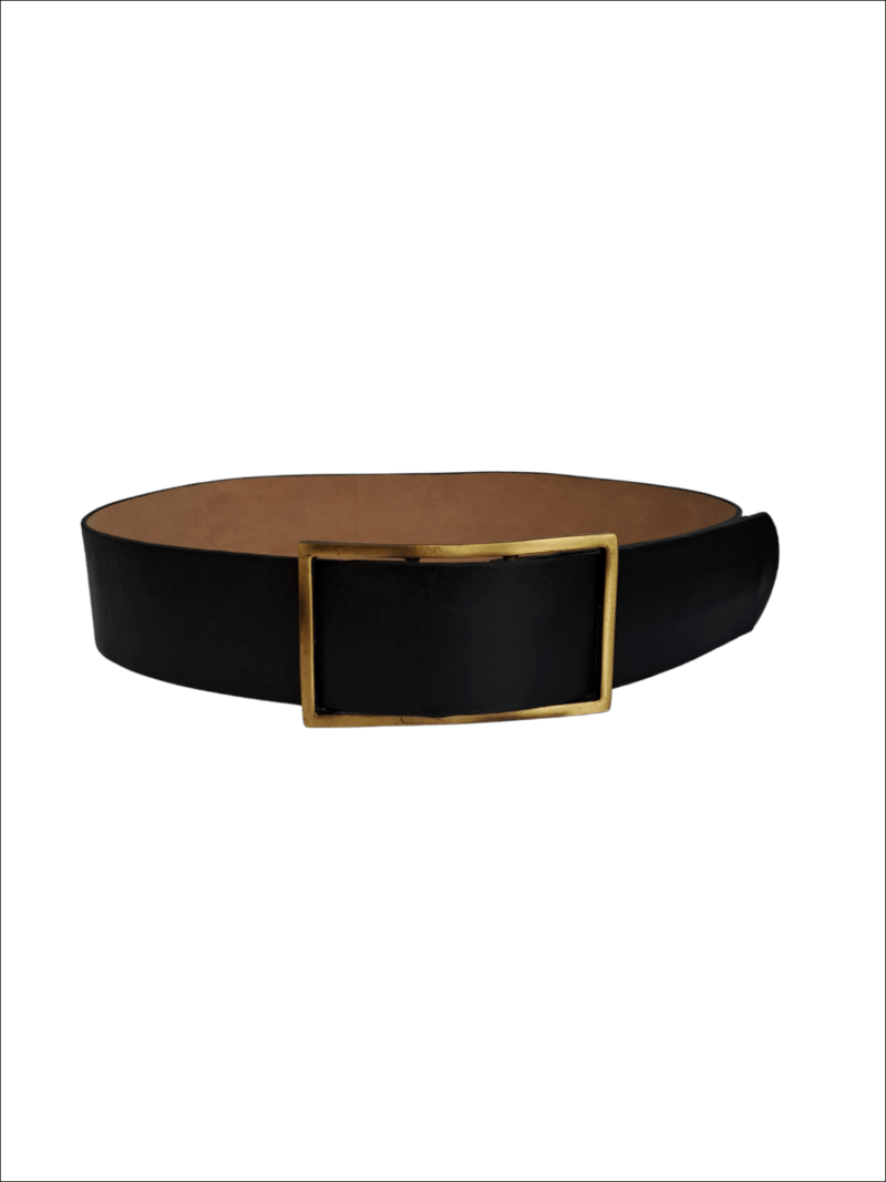 20% OFF - Cinto em Couro Legítimo com Fivela Dourado Envelhecido