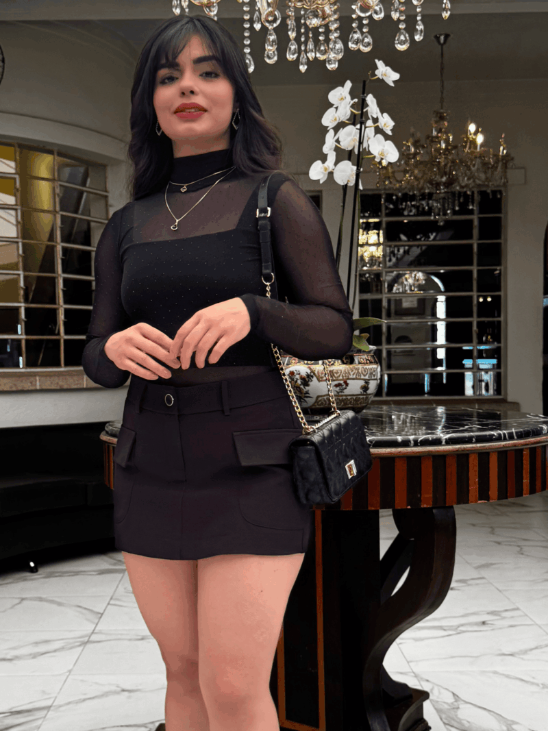 Short Saia com Bolsos Lapela